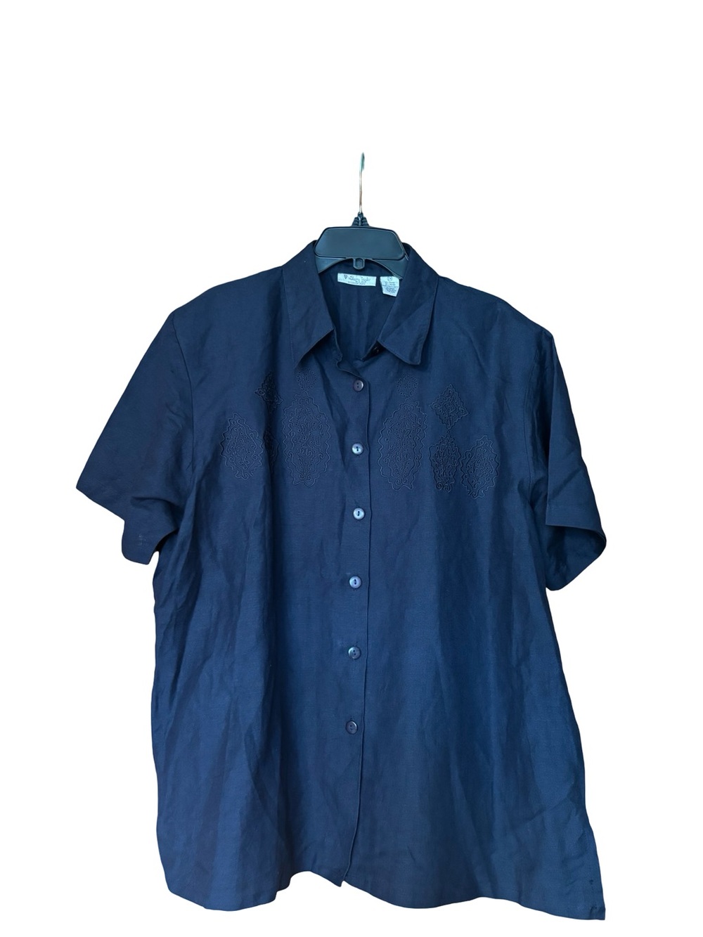 Vintage Sherry Taylor Embroidered Ramie-blend Shirt